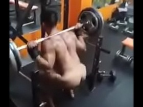 Nude in gym