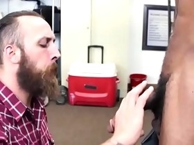 Bearded straight dude takes cash for interracial ass fuck