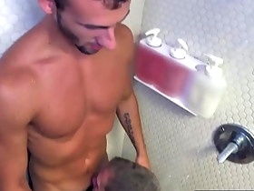 Handsome young man pleasured with anal slamming in the gym