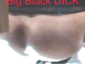 streaching my white pussy on big black dildo