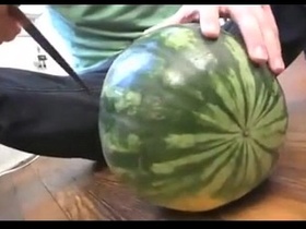 fucking a melon and jerking off